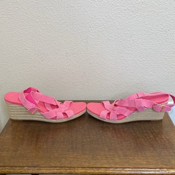Cole Haan Crystal Wedge Sandals Pink Suede NWOT Size 8 - Picture 5 of 10